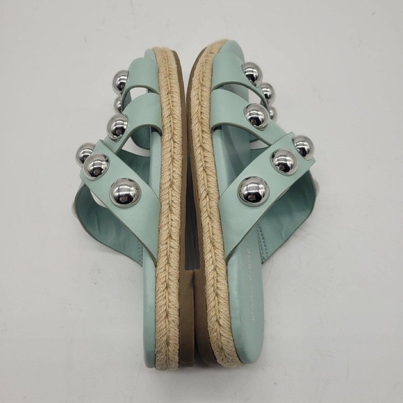New MARC FISHER Prisca Ball-Studded Espadrille Sandals slides teal Green Size 6 - Picture 6 of 10
